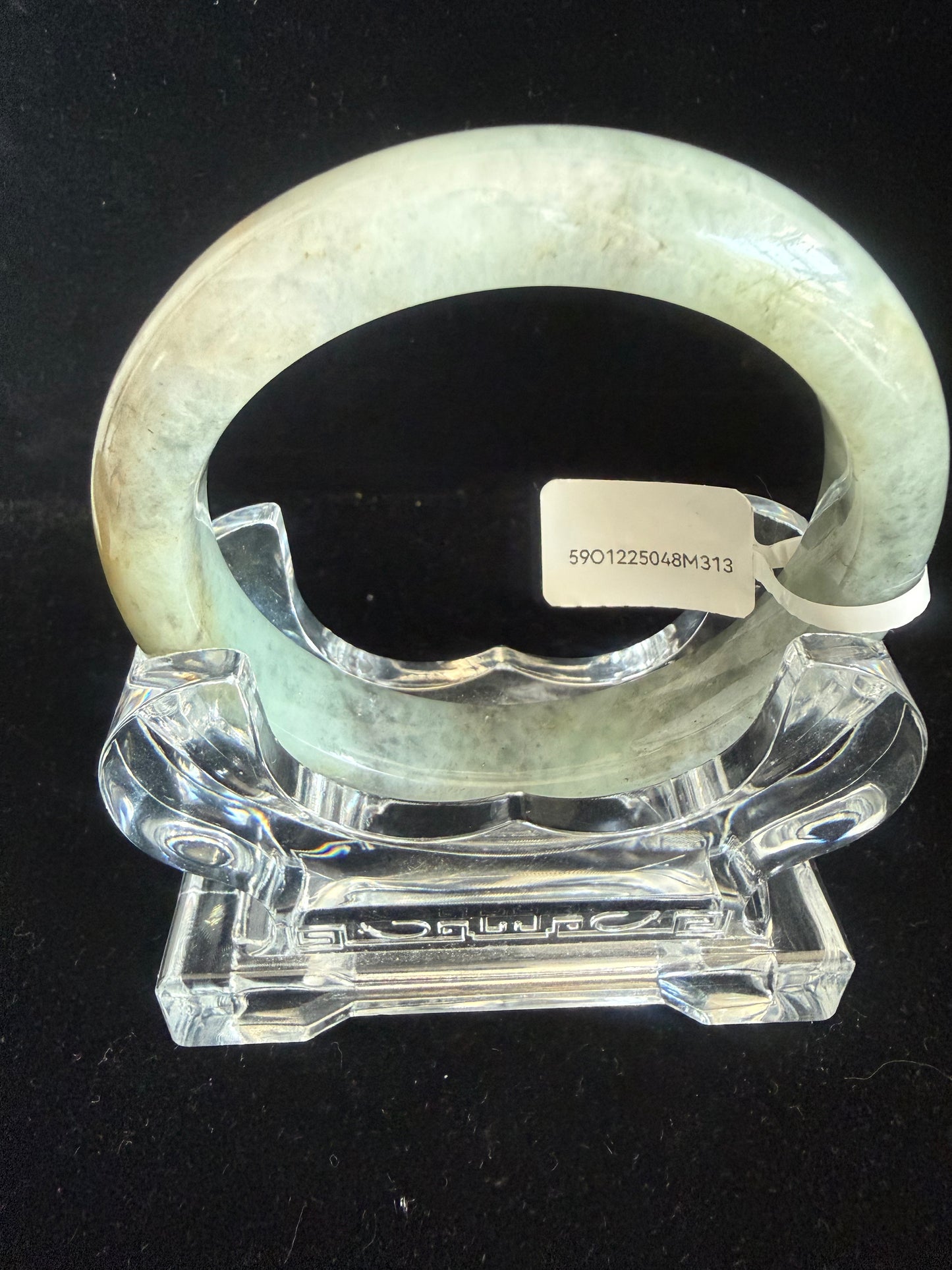 313. Grey & Yellow-Green Jade Bangle with Soft Natural Pattern