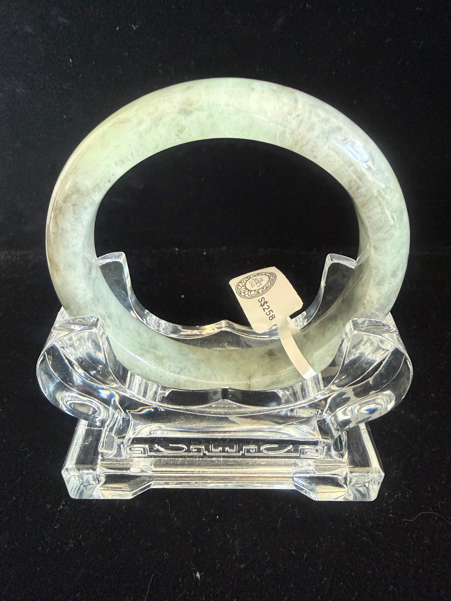 313. Grey & Yellow-Green Jade Bangle with Soft Natural Pattern