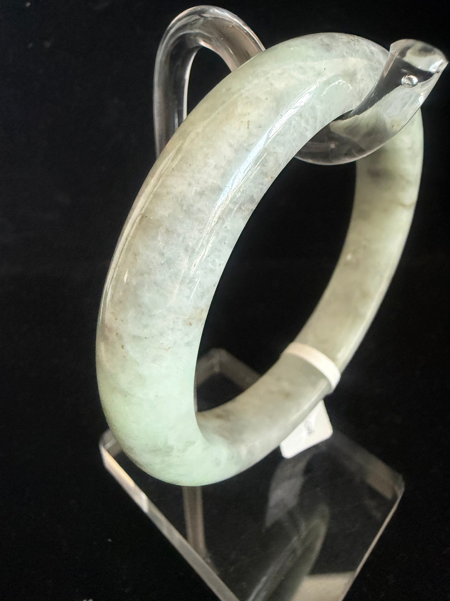 313. Grey & Yellow-Green Jade Bangle with Soft Natural Pattern