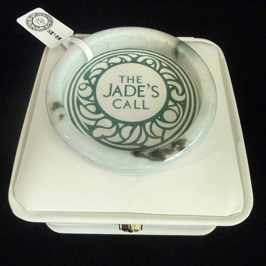 335. White with dark green pattern Jade Bangle