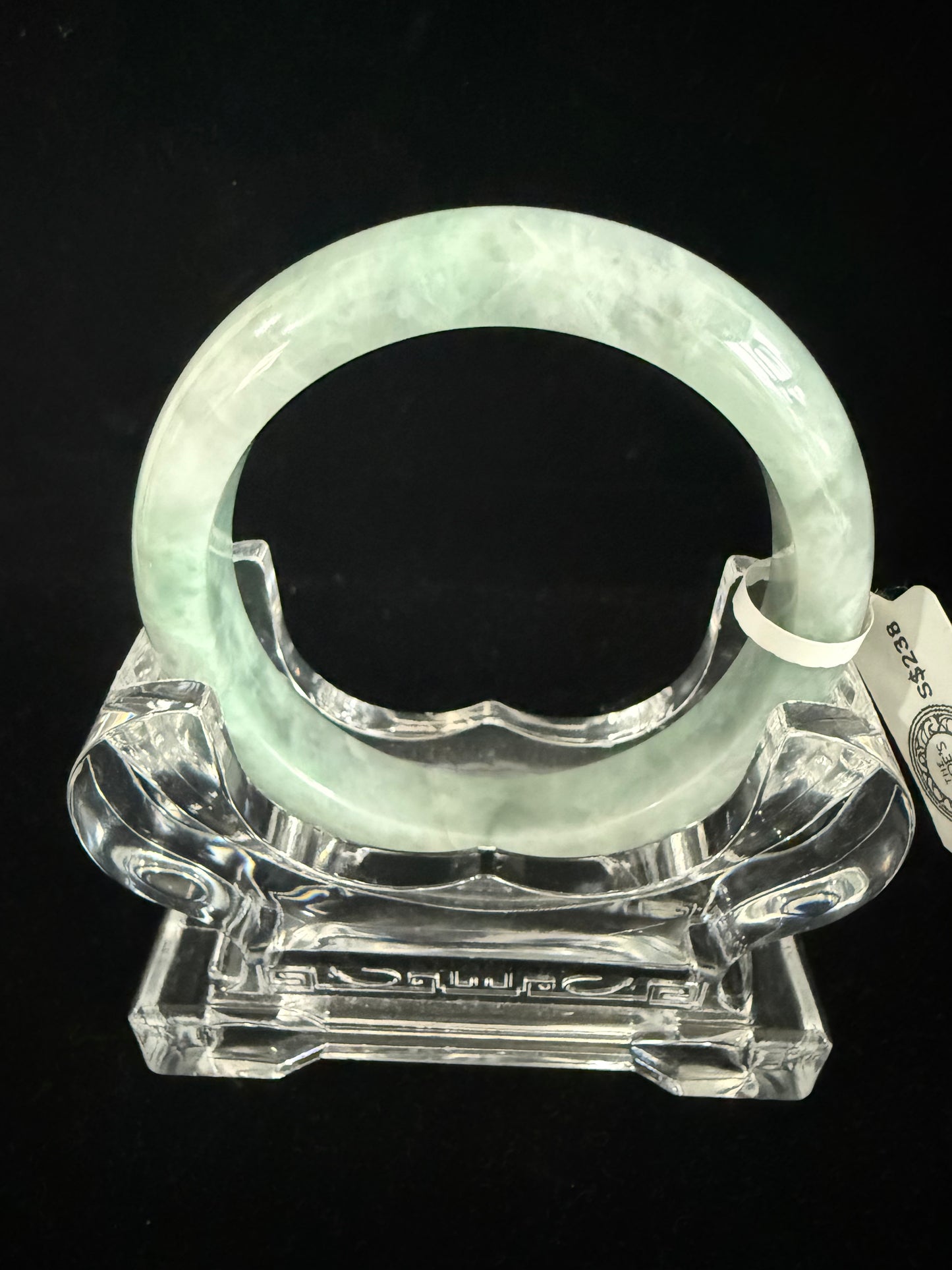 348. Green with white cotton print Bangle
