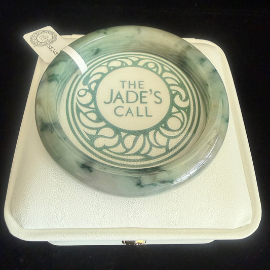 292. floating flower yellow Jade bangle