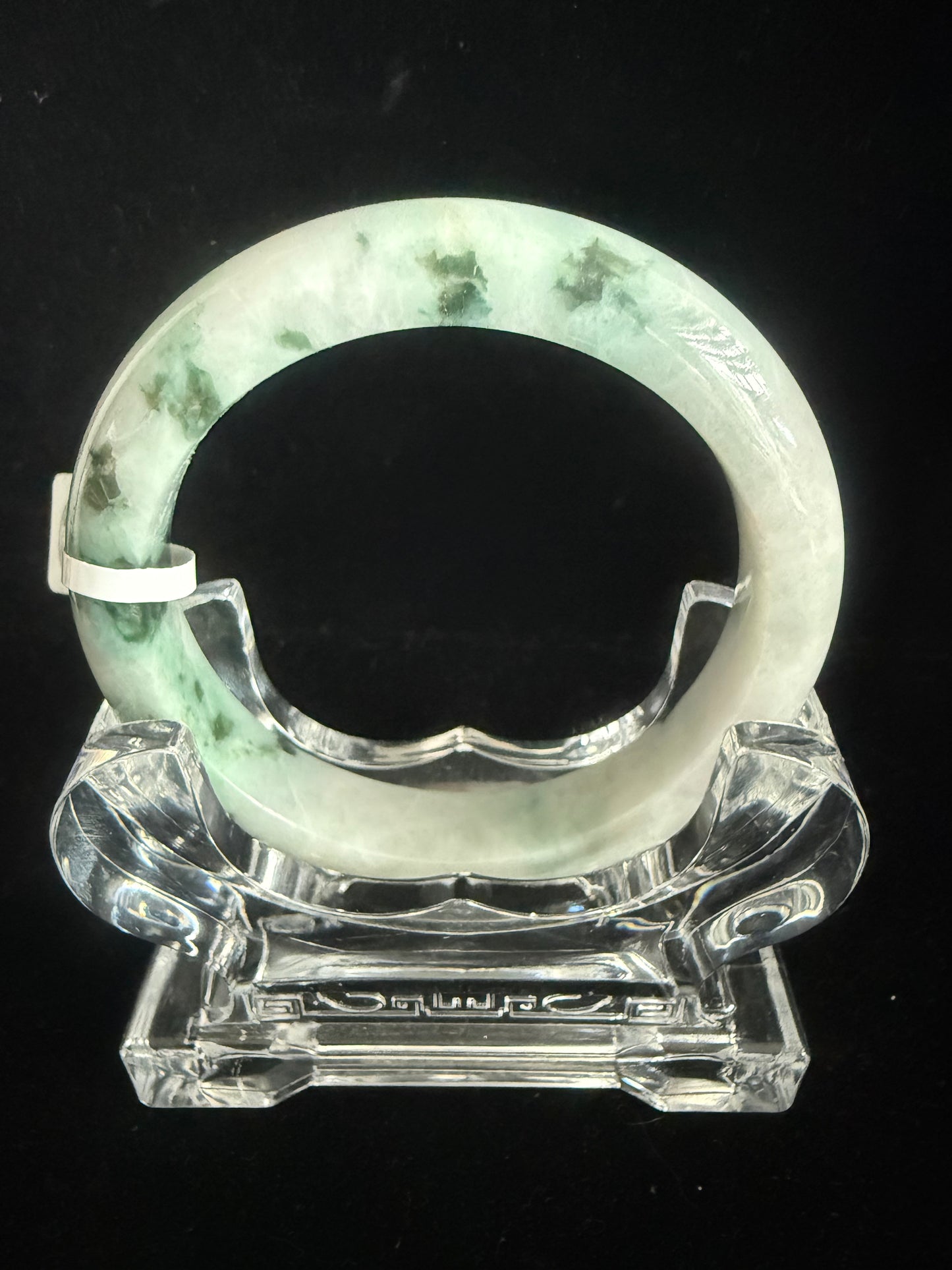 276. Dark green 'flower' print Jade bangle