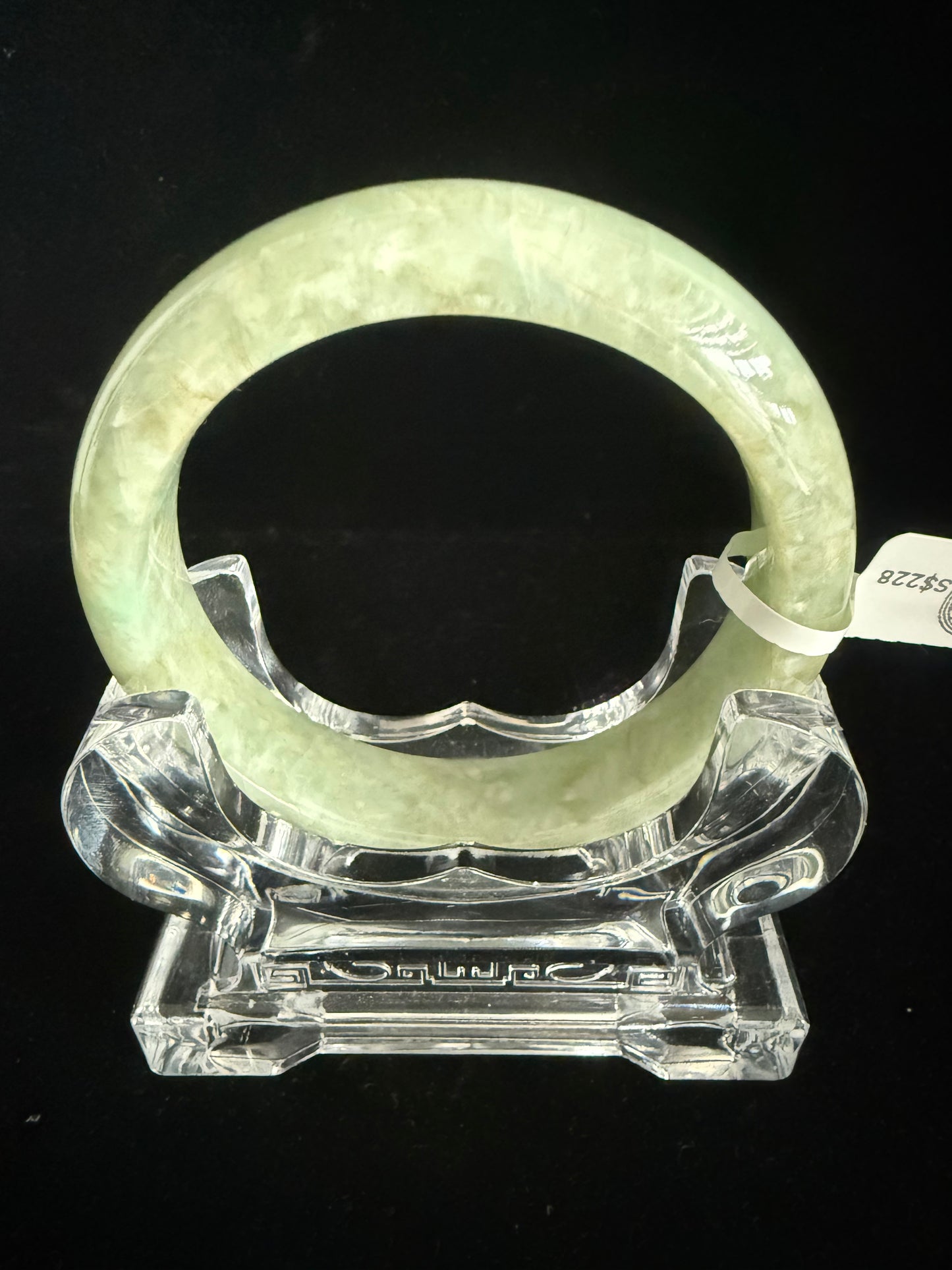 272. Cotton Print Yellow‑Green Jadeite Bangle