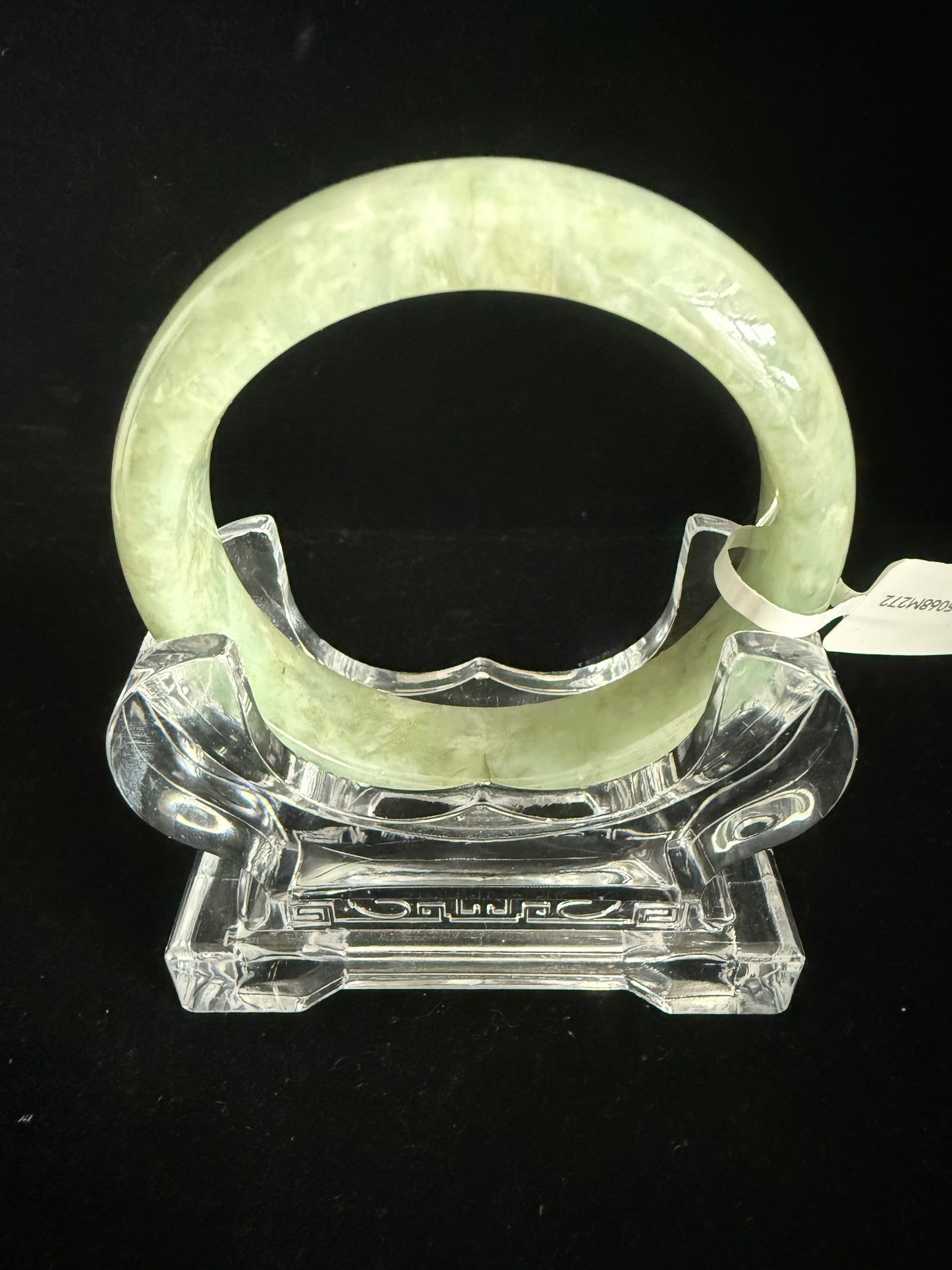 272. Cotton Print Yellow‑Green Jadeite Bangle