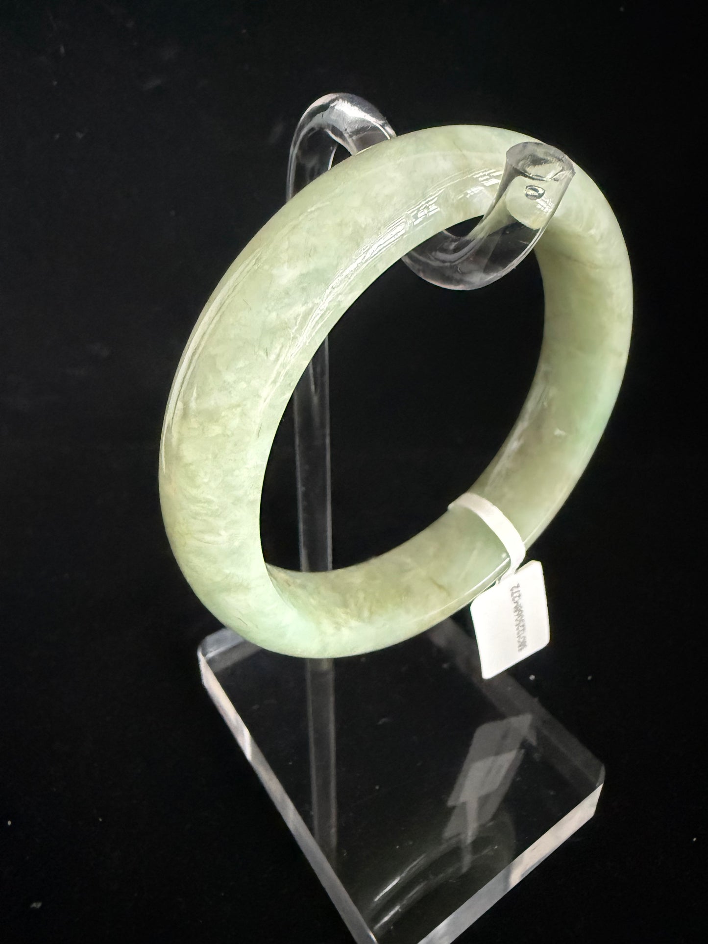 272. Cotton Print Yellow‑Green Jadeite Bangle