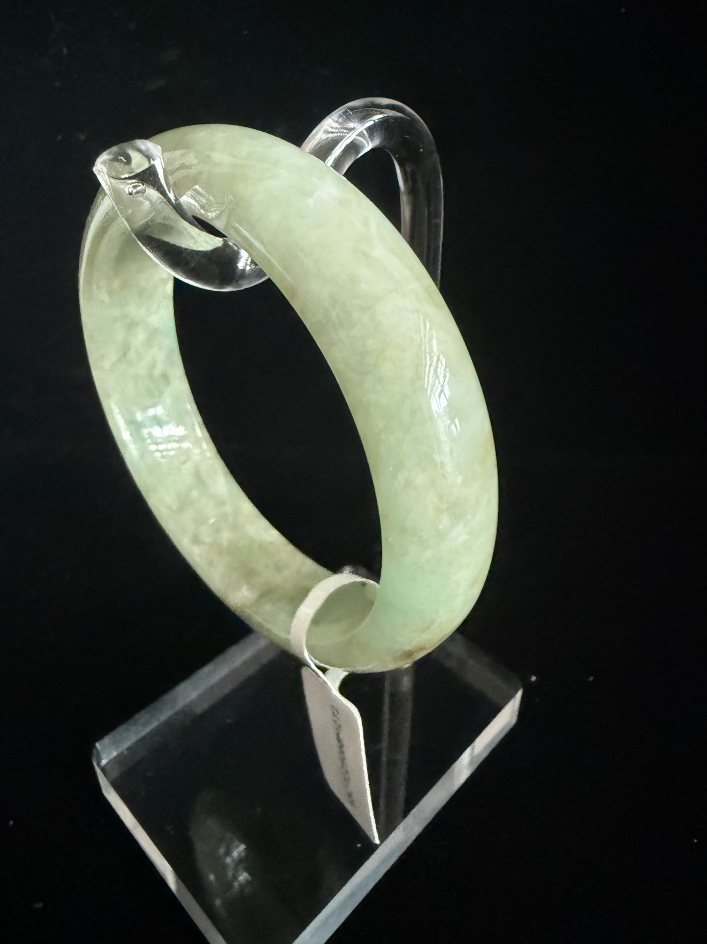 272. Cotton Print Yellow‑Green Jadeite Bangle