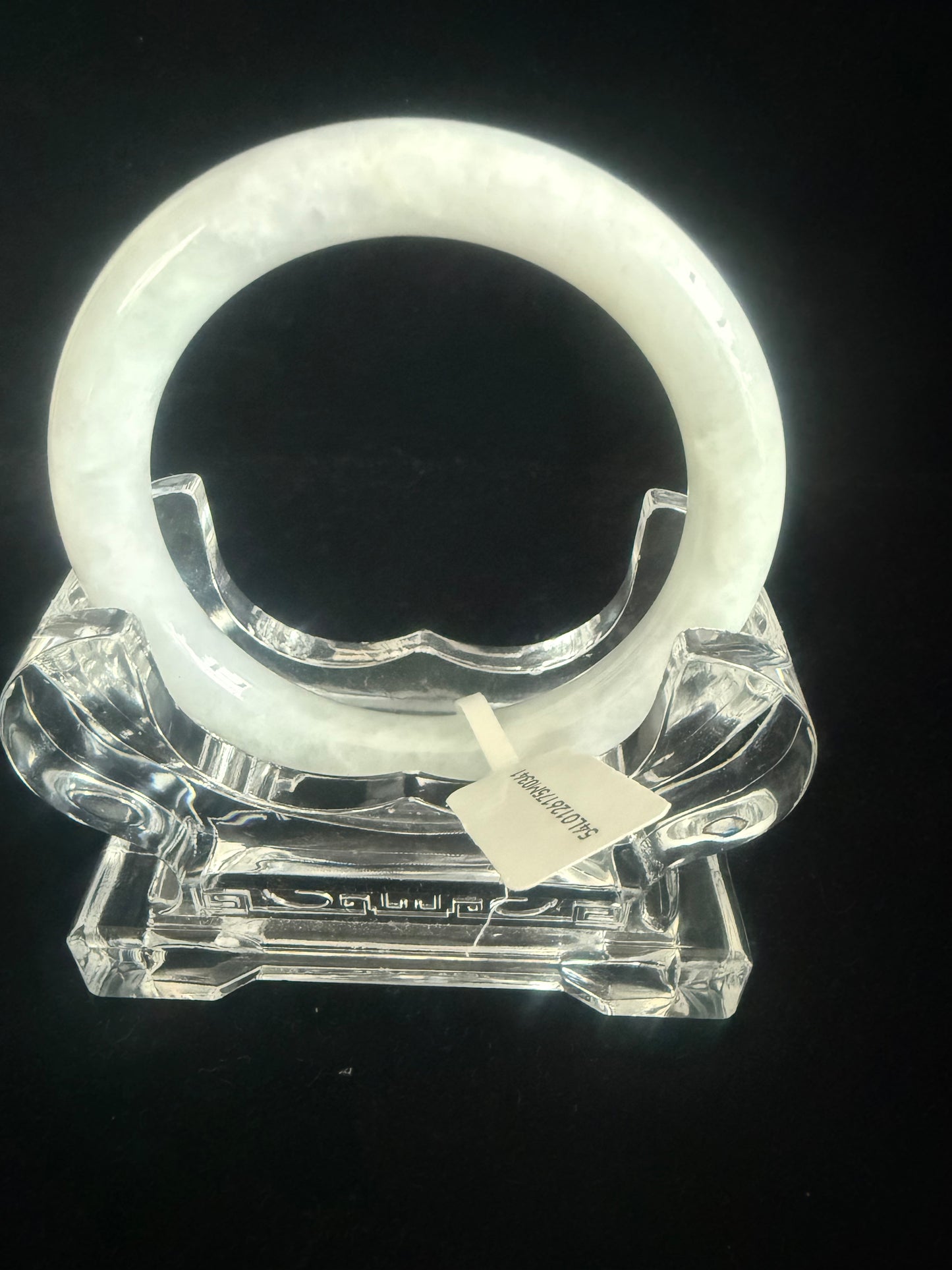 341. Traditional round glossy white Jade bangle