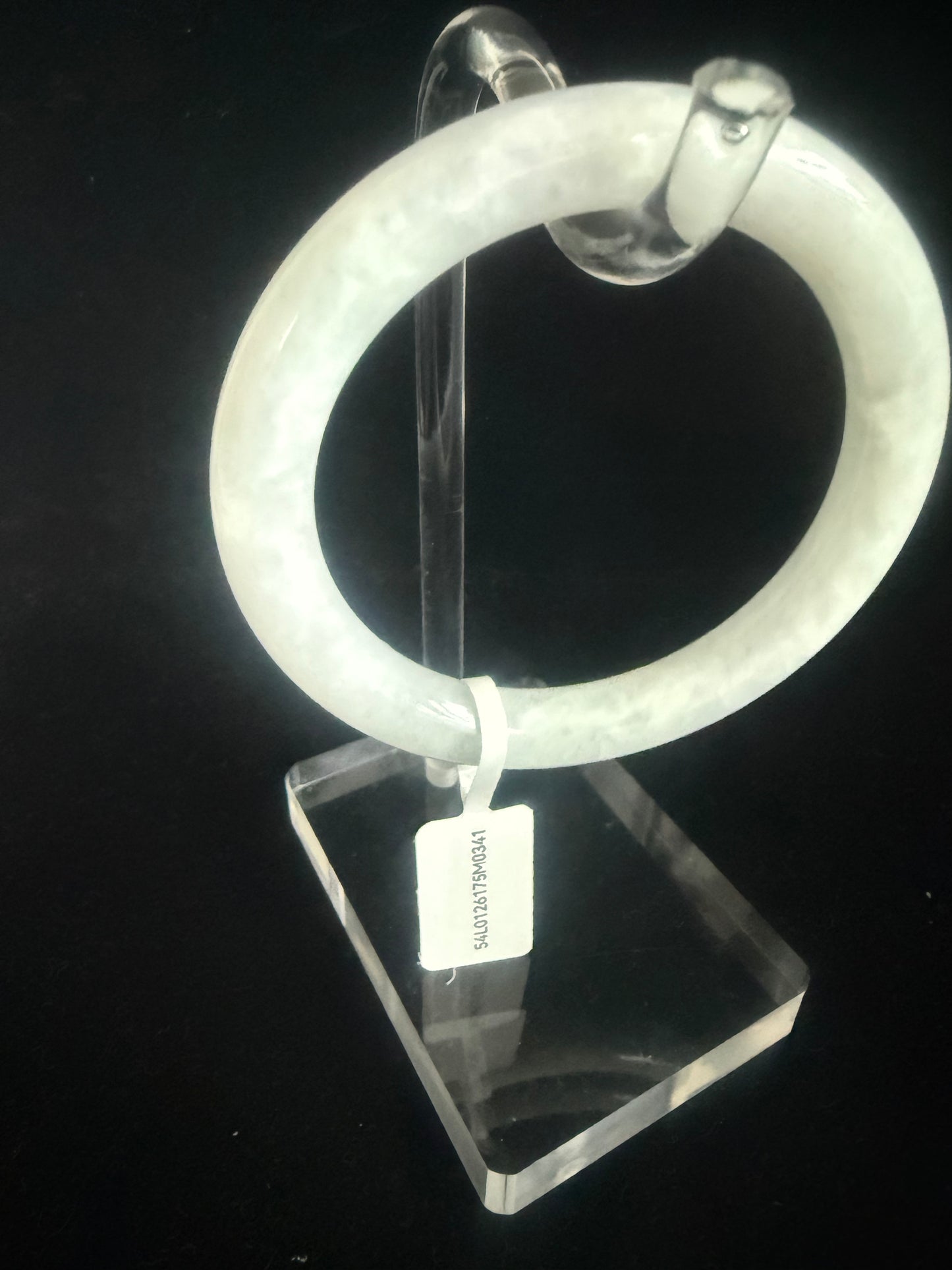 341. Traditional round glossy white Jade bangle