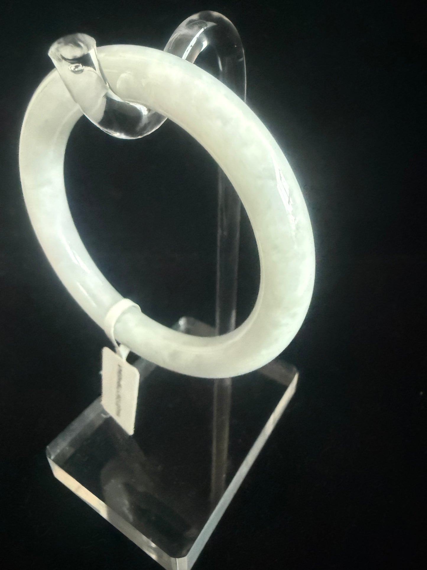 341. Traditional round glossy white Jade bangle