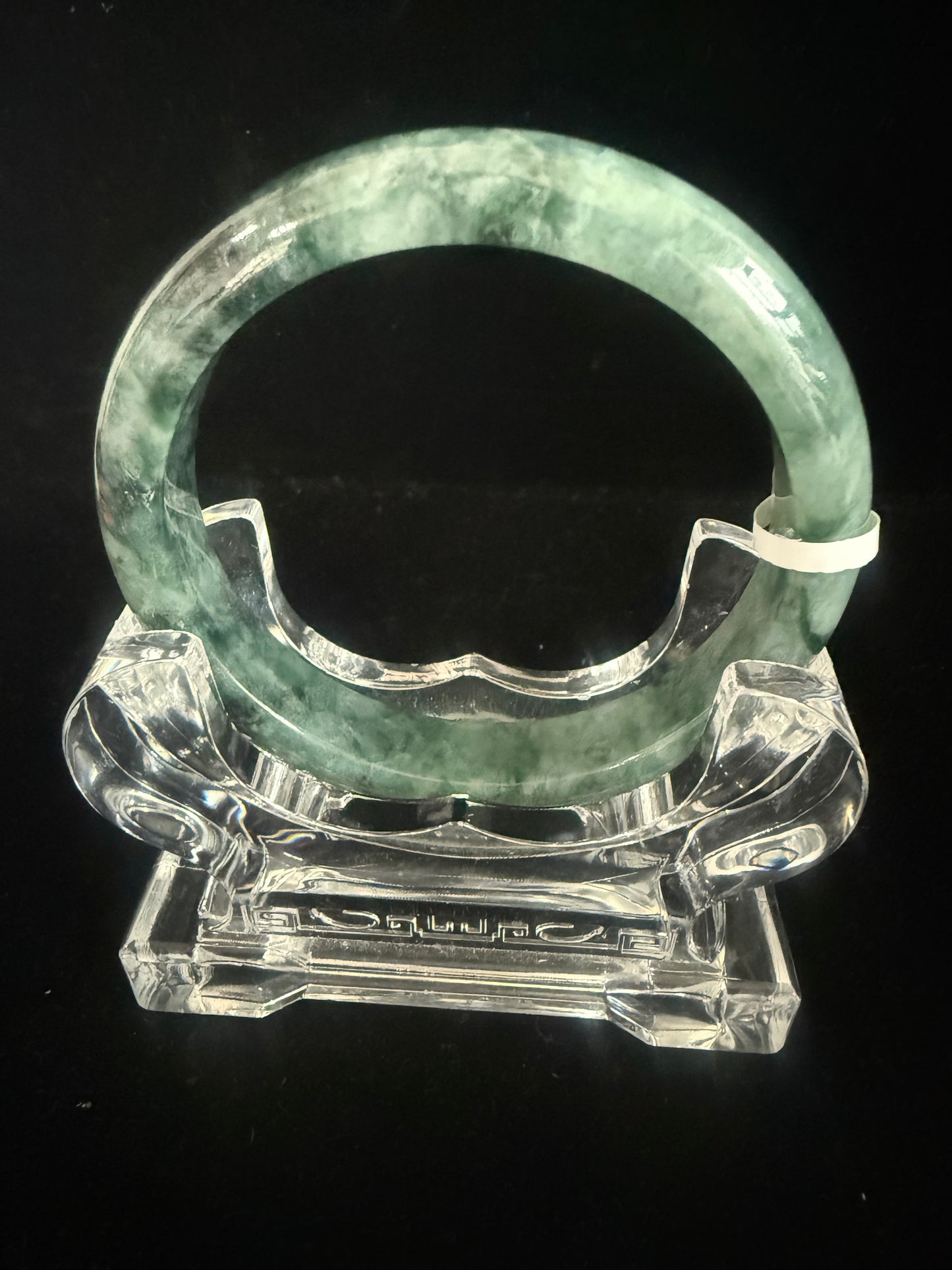 343. Natural Dark Green Pattern Jadeite Bangle