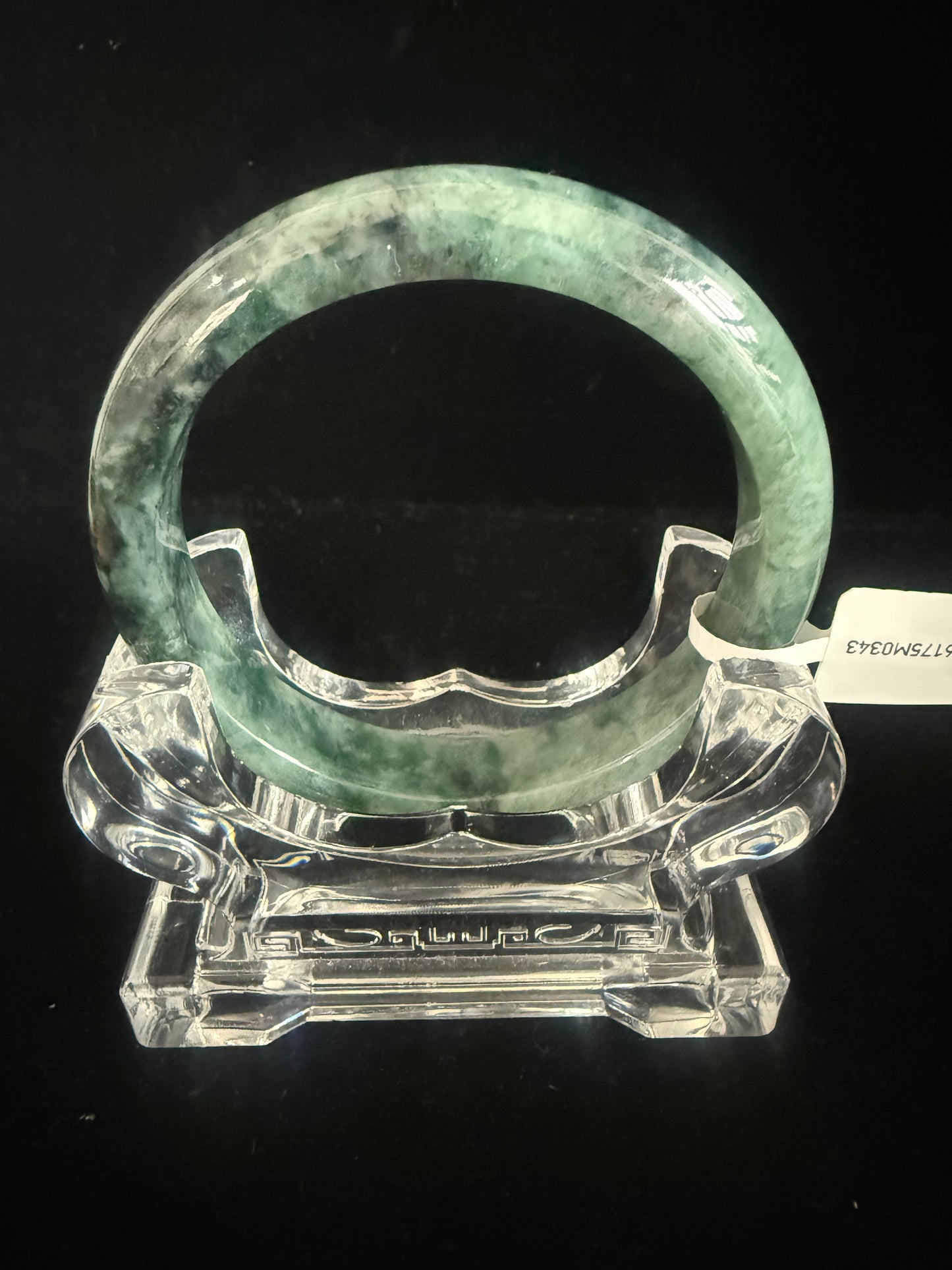 343. Natural Dark Green Pattern Jadeite Bangle