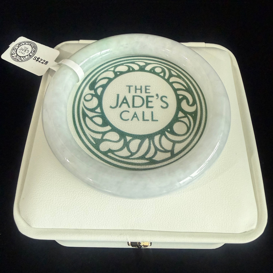 345. Traditional round luminous white Jade bangle