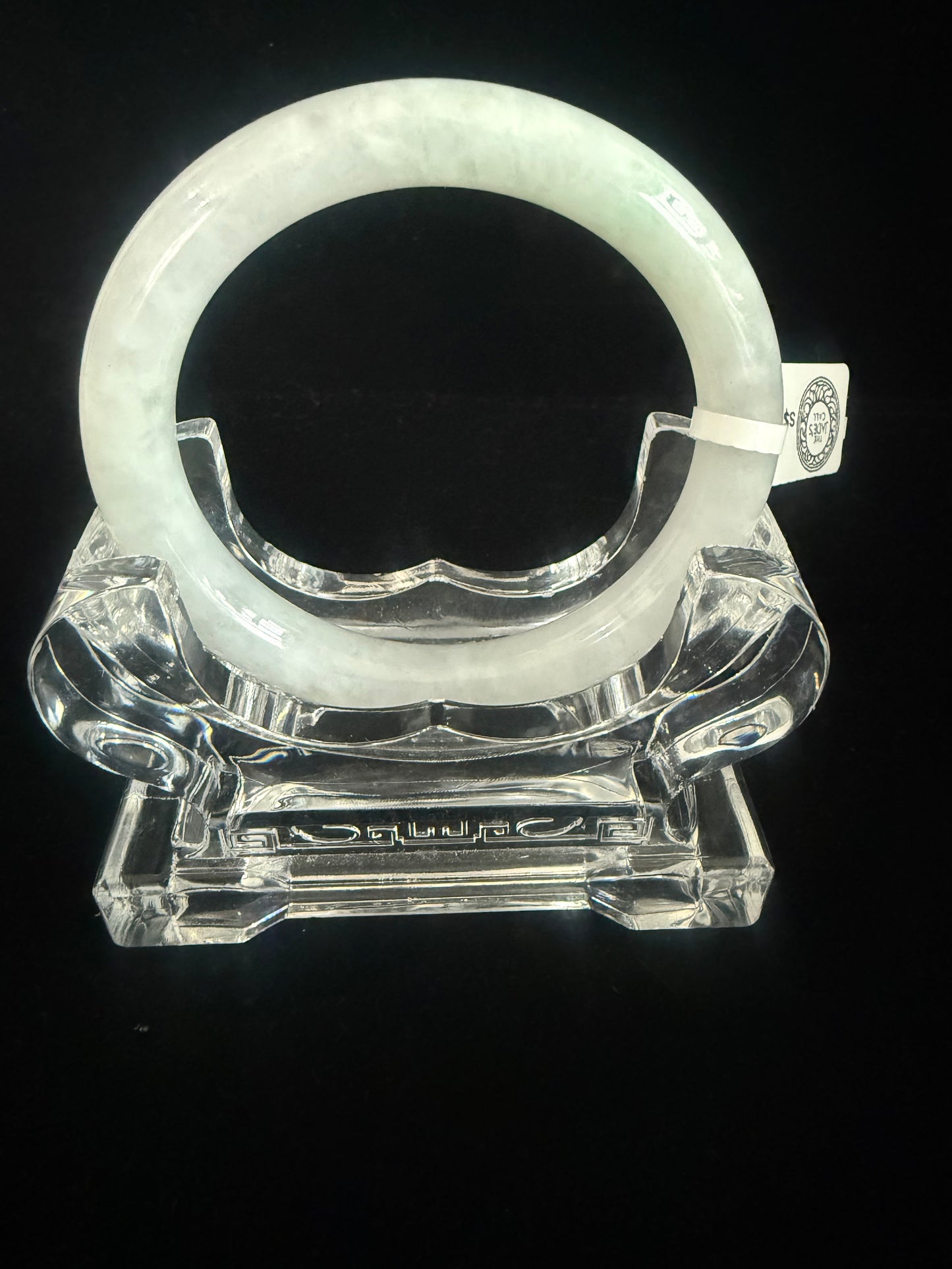 345. Traditional round luminous white Jade bangle