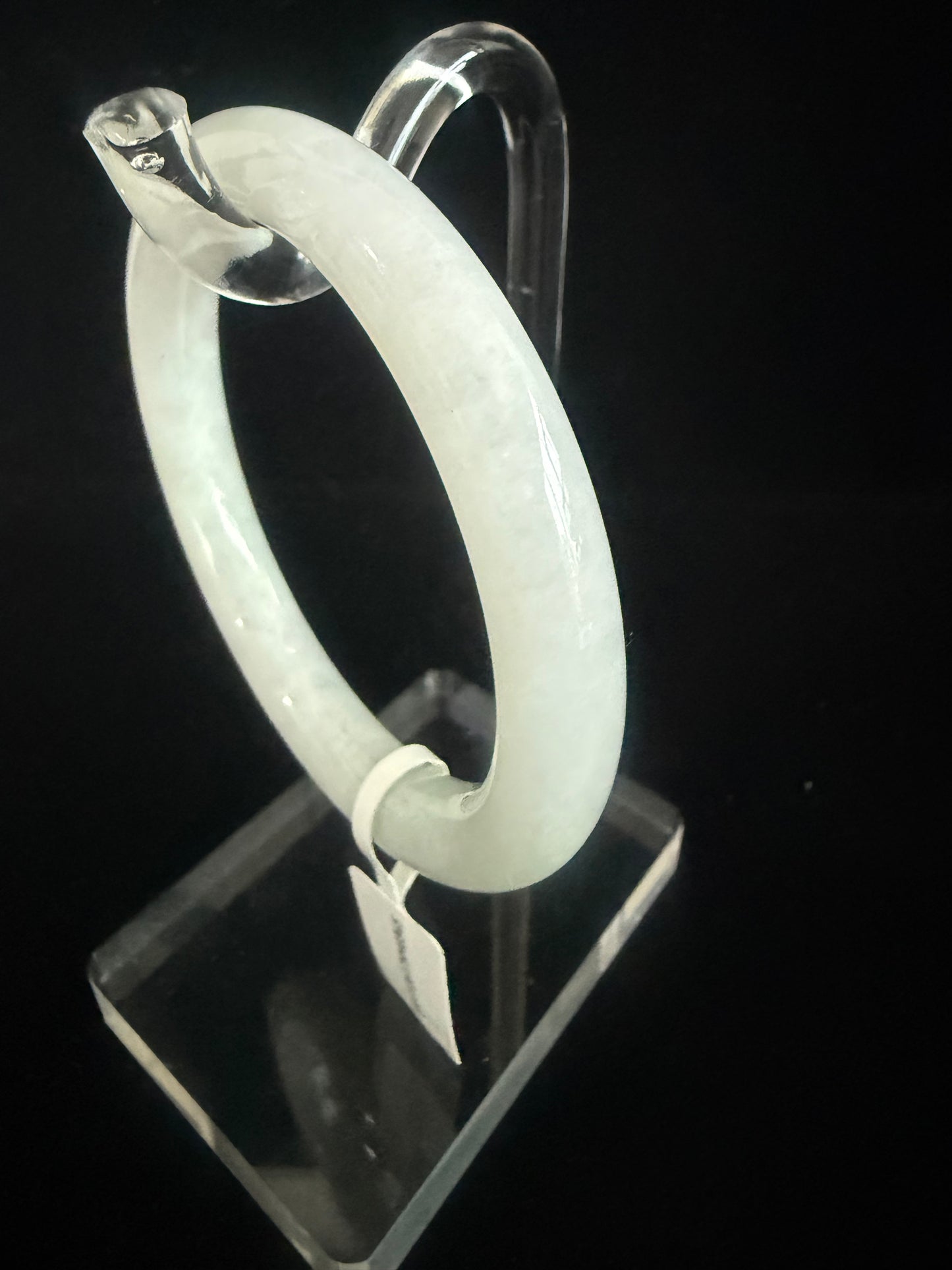 345. Traditional round luminous white Jade bangle