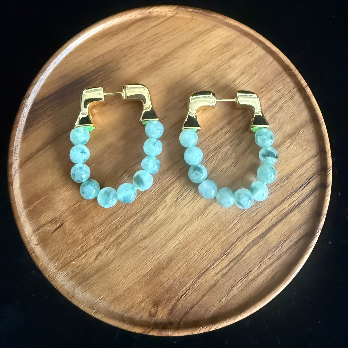 E338. Beads loop Jade Earring