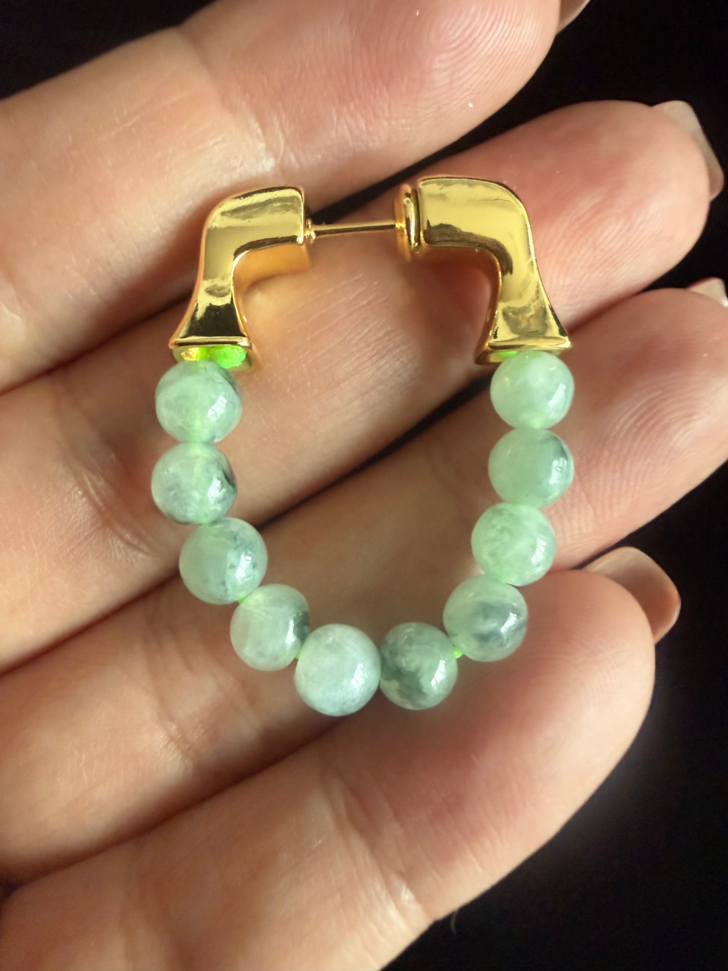 E338. Beads loop Jade Earring