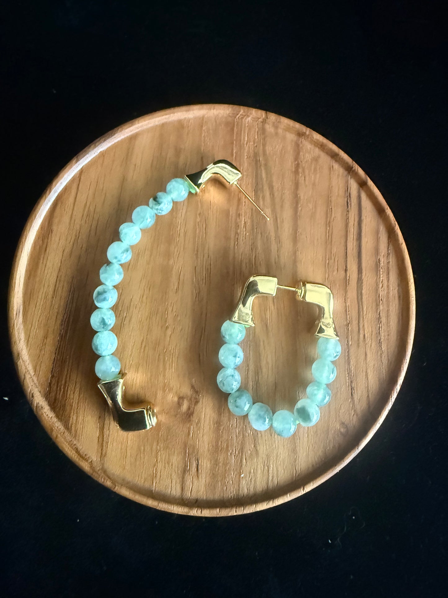 E338. Beads loop Jade Earring