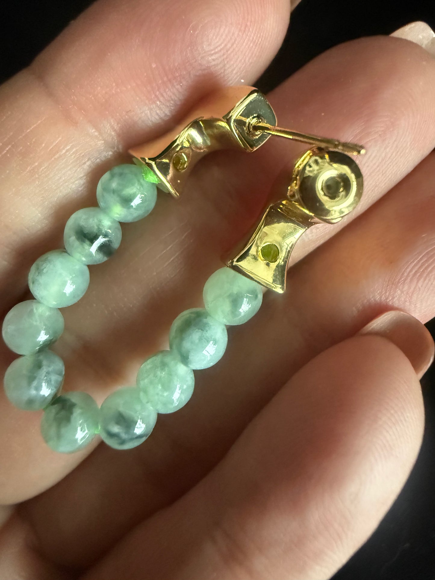 E338. Beads loop Jade Earring