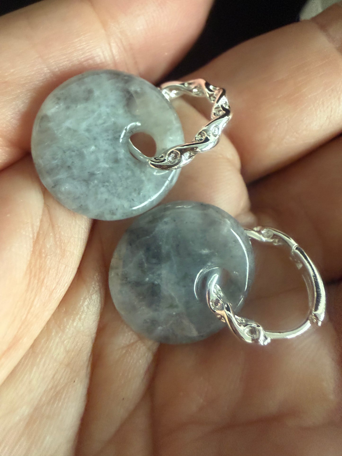 E340. Round Jade Earring