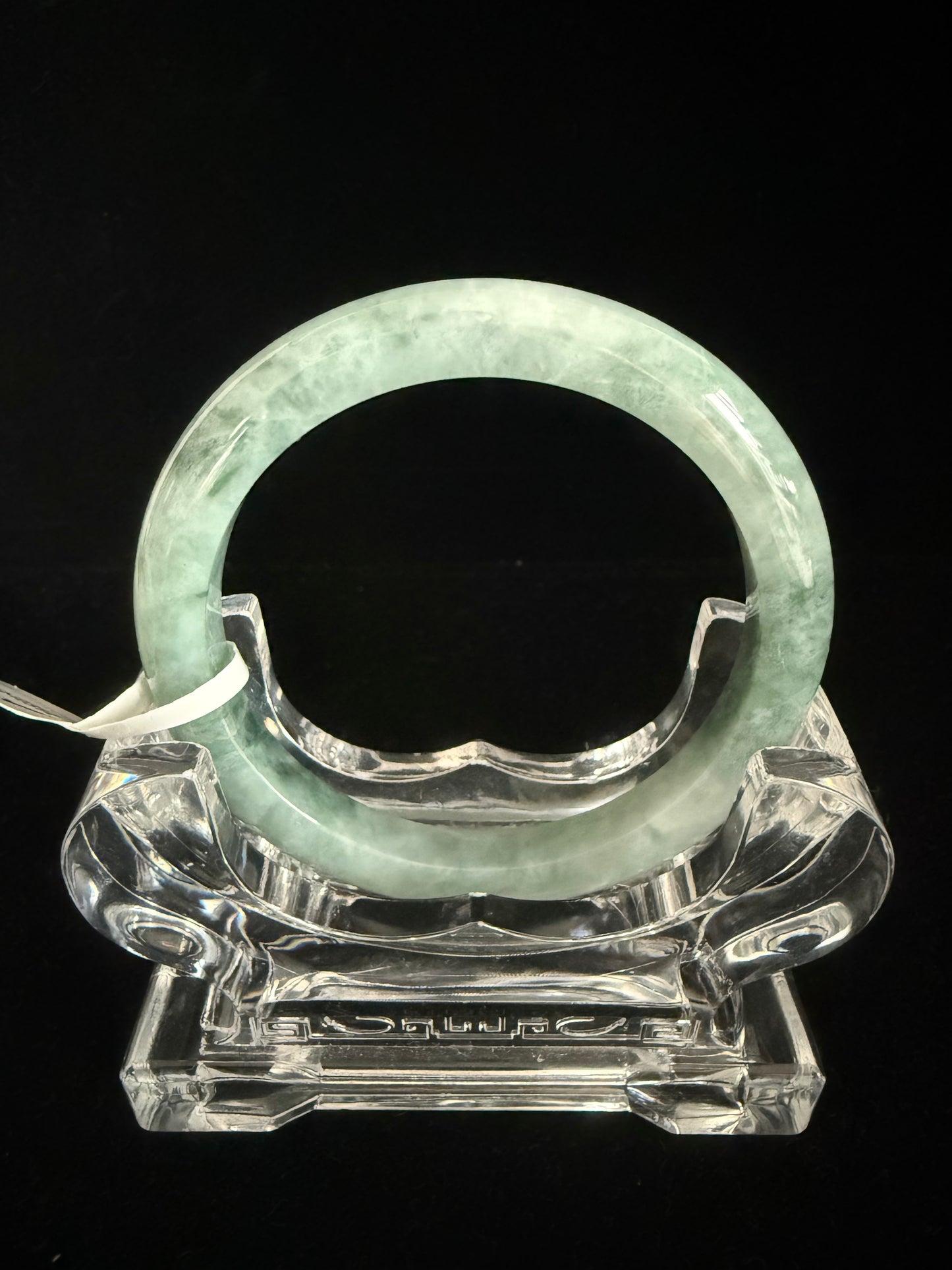 352.  Slim Green flower print Jade bangle