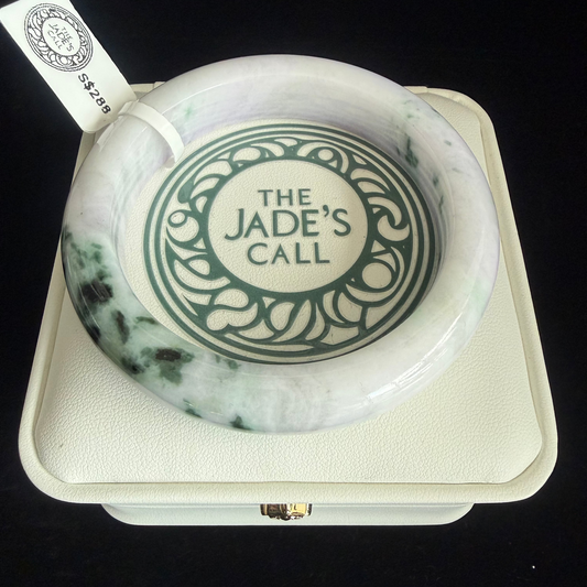 379 White with flower Jade bangle