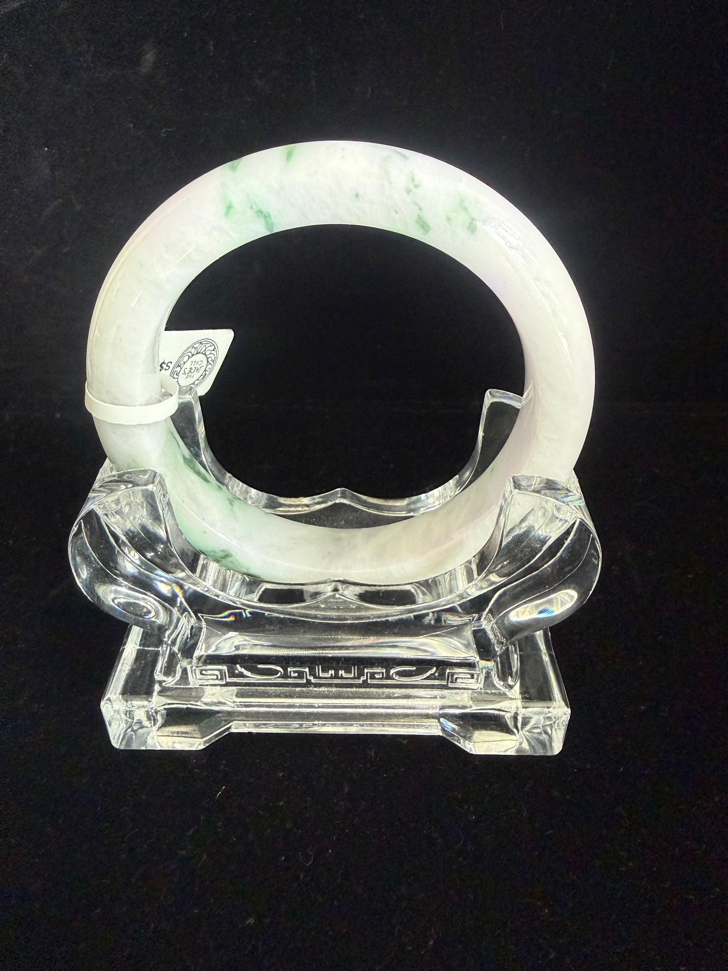 379 White with flower Jade bangle