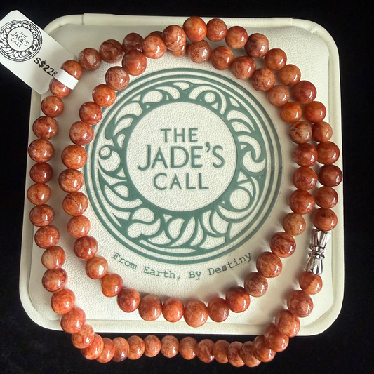 JB212. Reddish brown Jade beads necklace