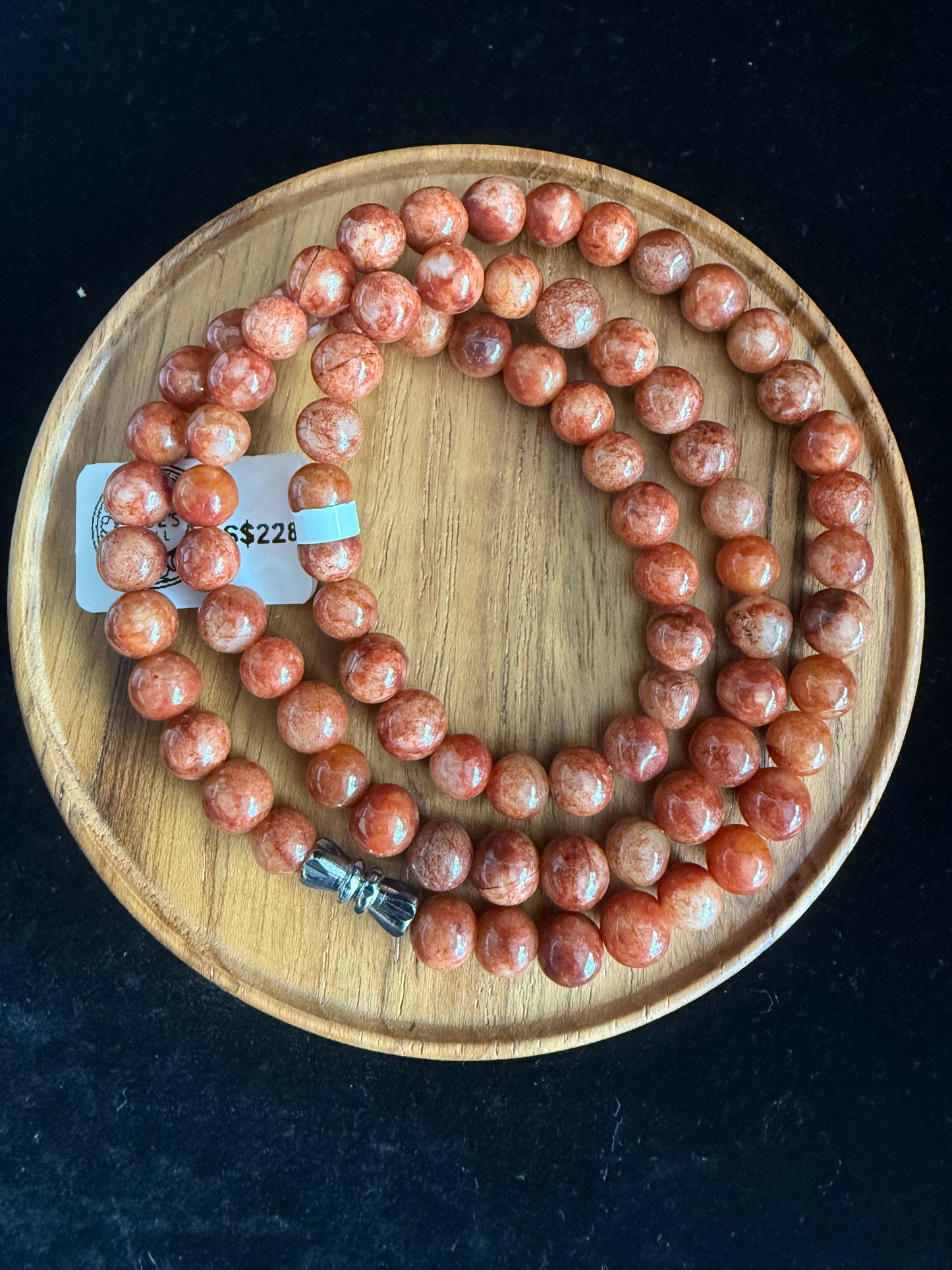 JB212. Reddish brown Jade beads necklace
