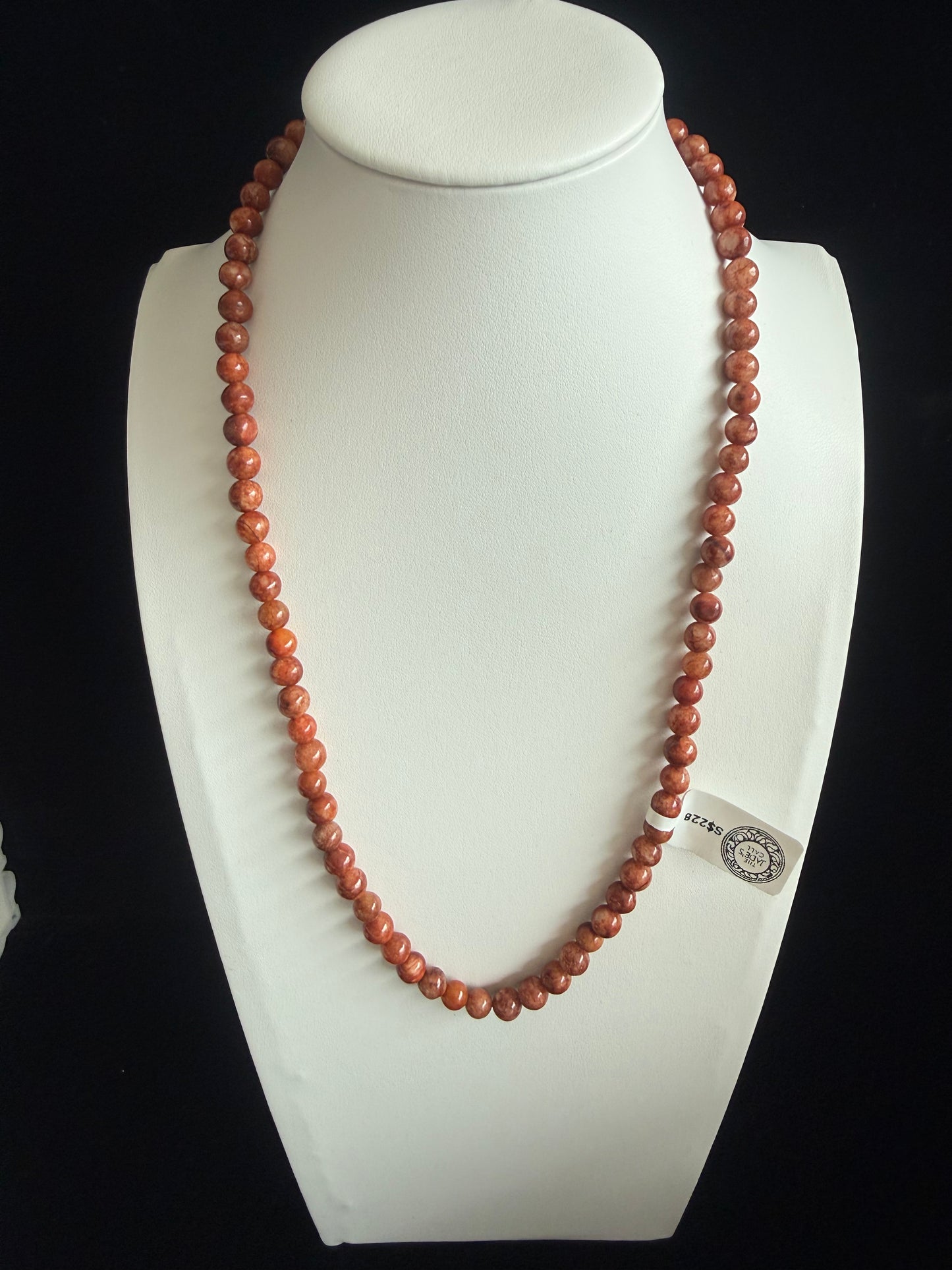 JB212. Reddish brown Jade beads necklace