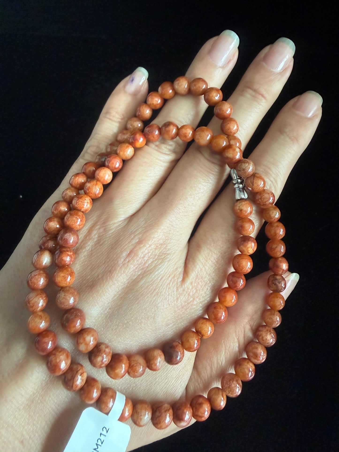JB212. Reddish brown Jade beads necklace