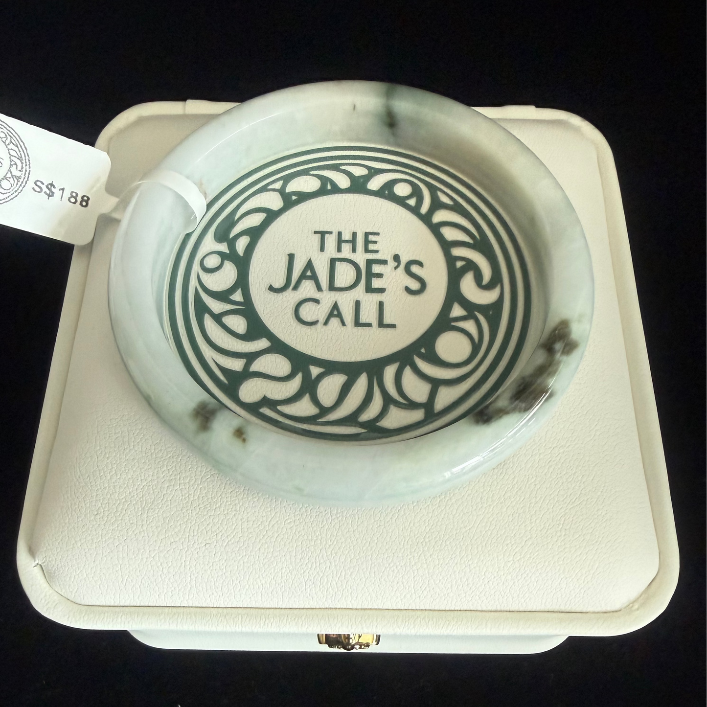 335. Floating green print Jade bangle