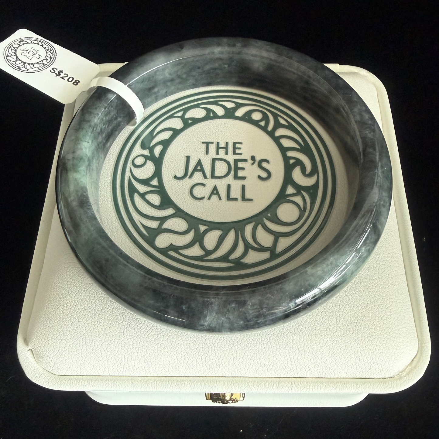 336. Black with green Jade bangle