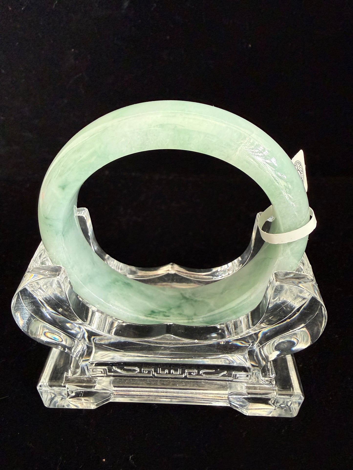 444. Green floating flower print Jade Bangle