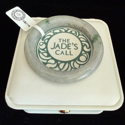 449. Light Greyish with green print jade Bangle