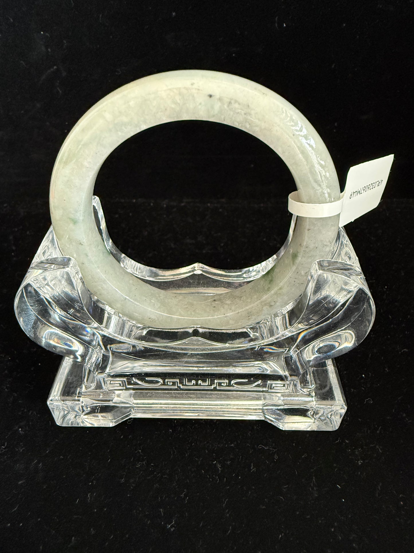 449. Light Greyish with green print jade Bangle