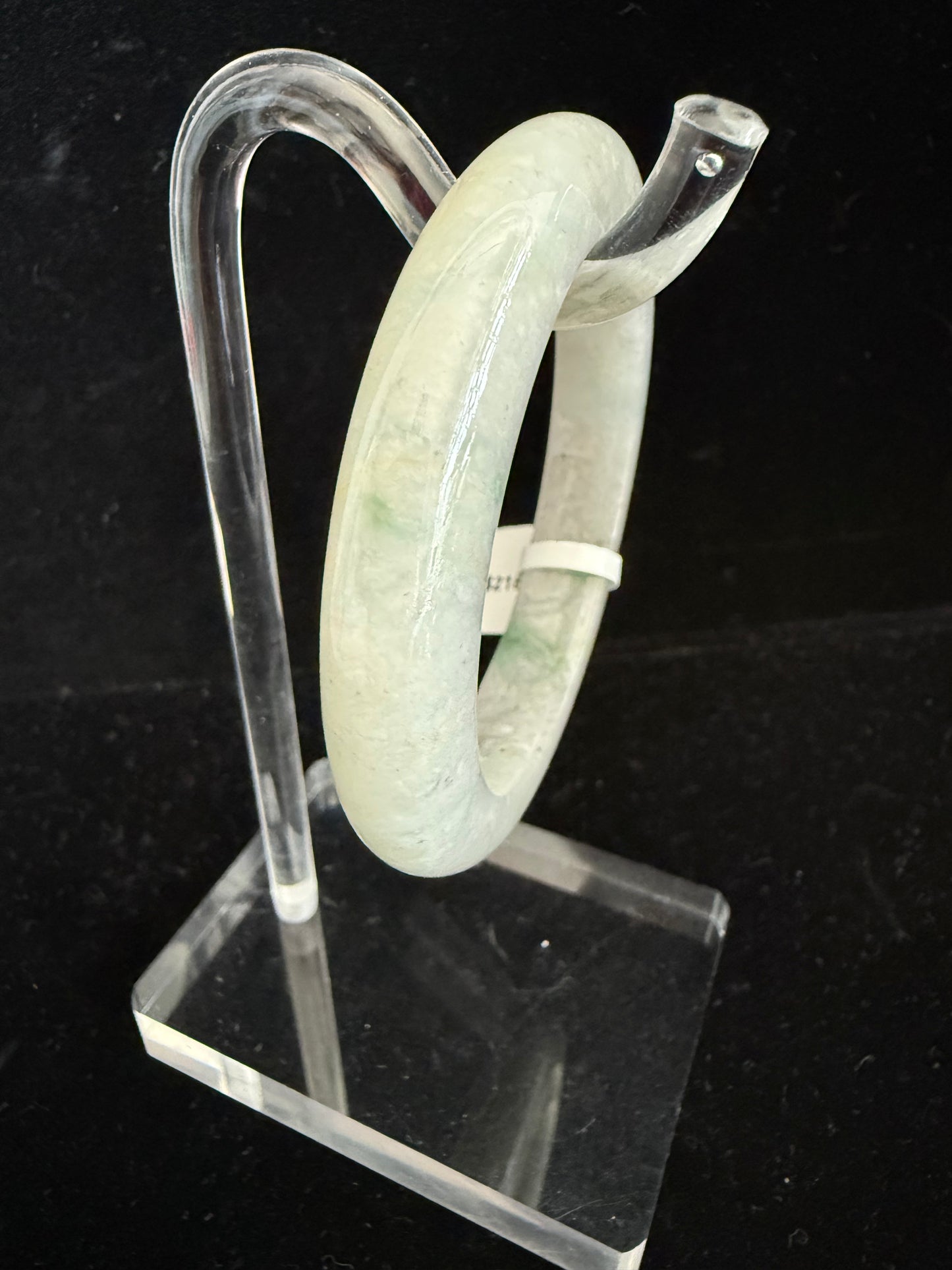 449. Light Greyish with green print jade Bangle