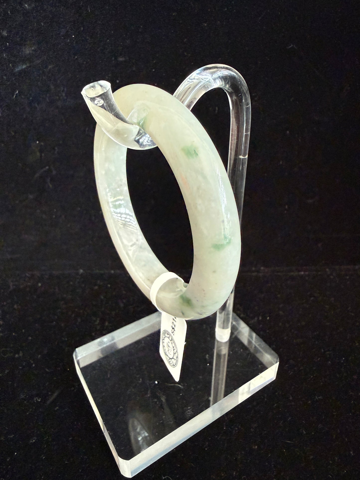 449. Light Greyish with green print jade Bangle
