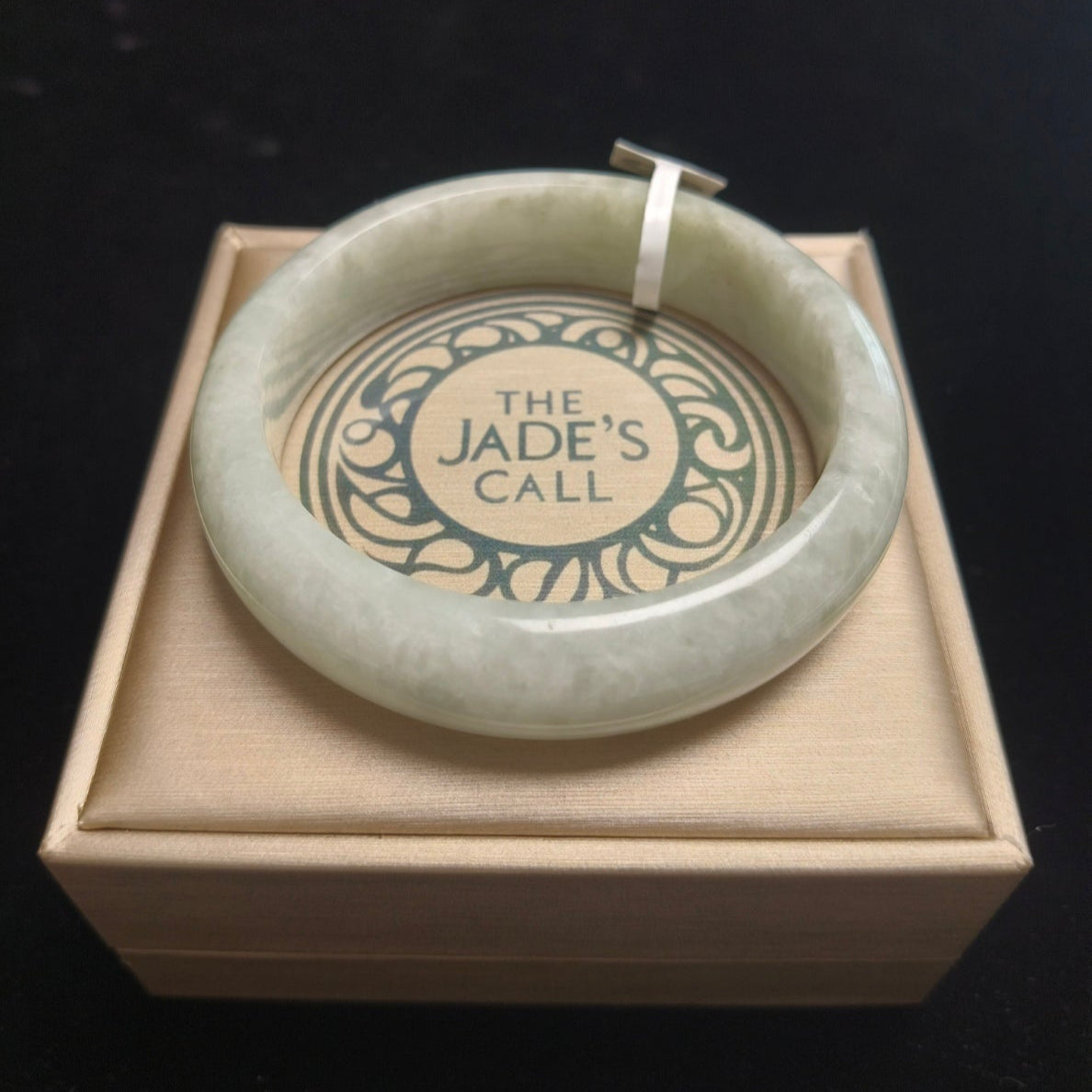 13. Frosty Pale Green Jade Bangle