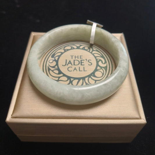 13. Frosty Pale Green Jade Bangle