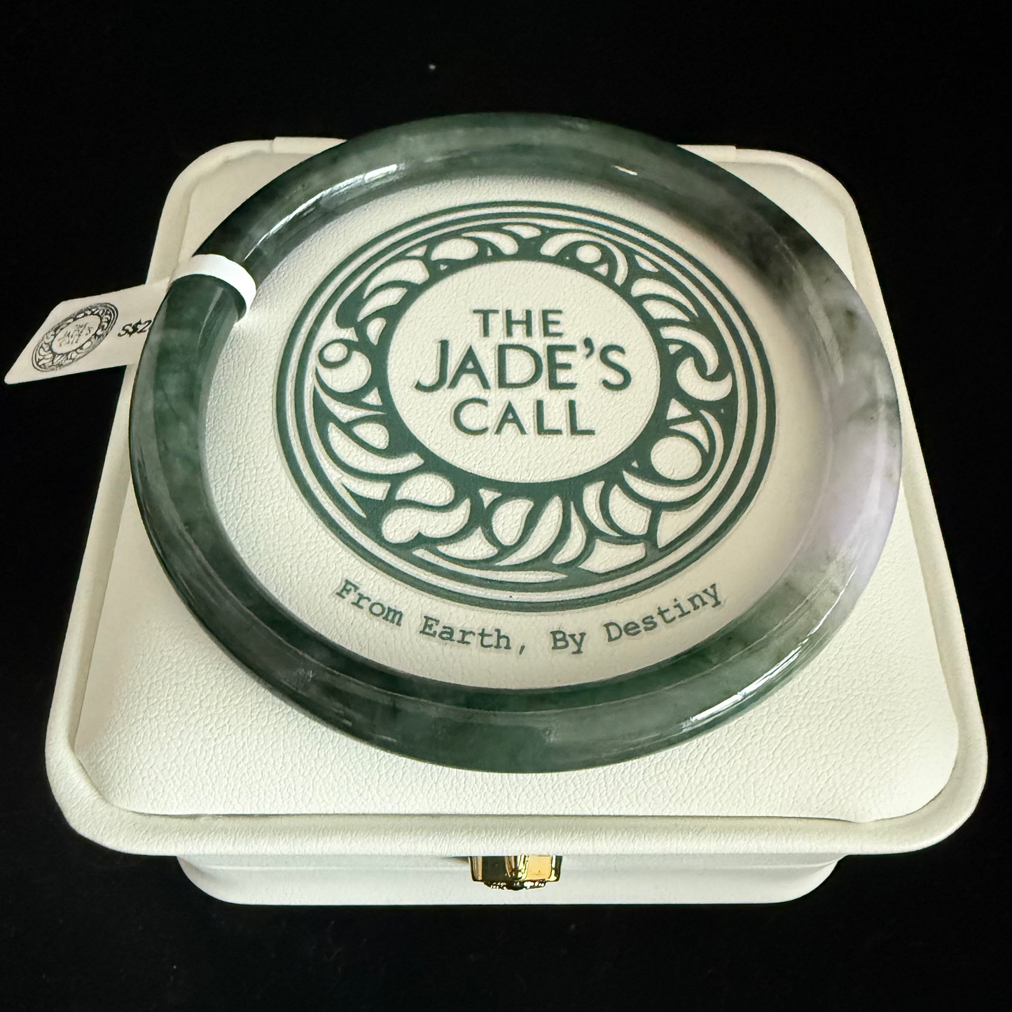 530. Thin dark green contrast purplish section jade bangle