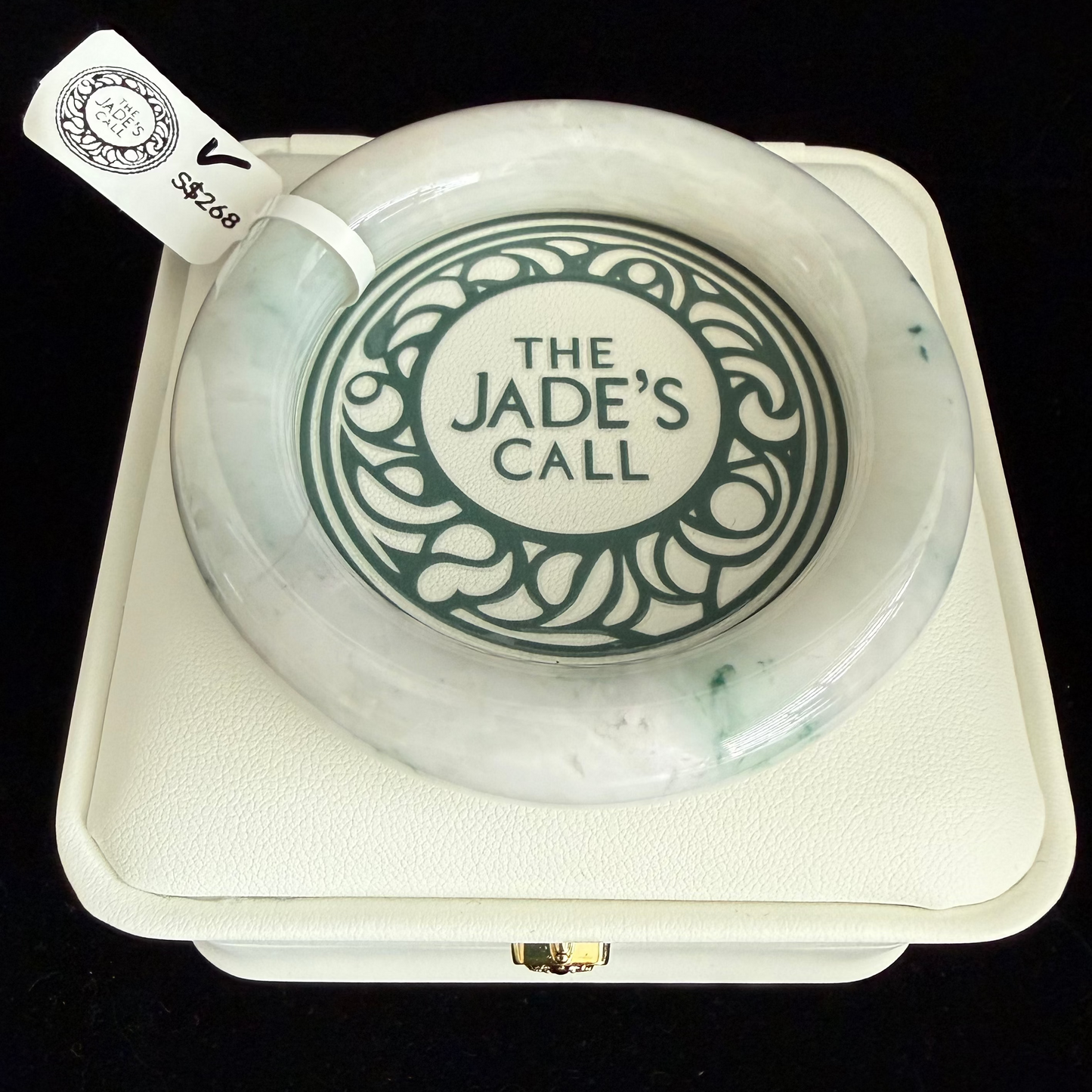 519. Traditional round white base jade bangle