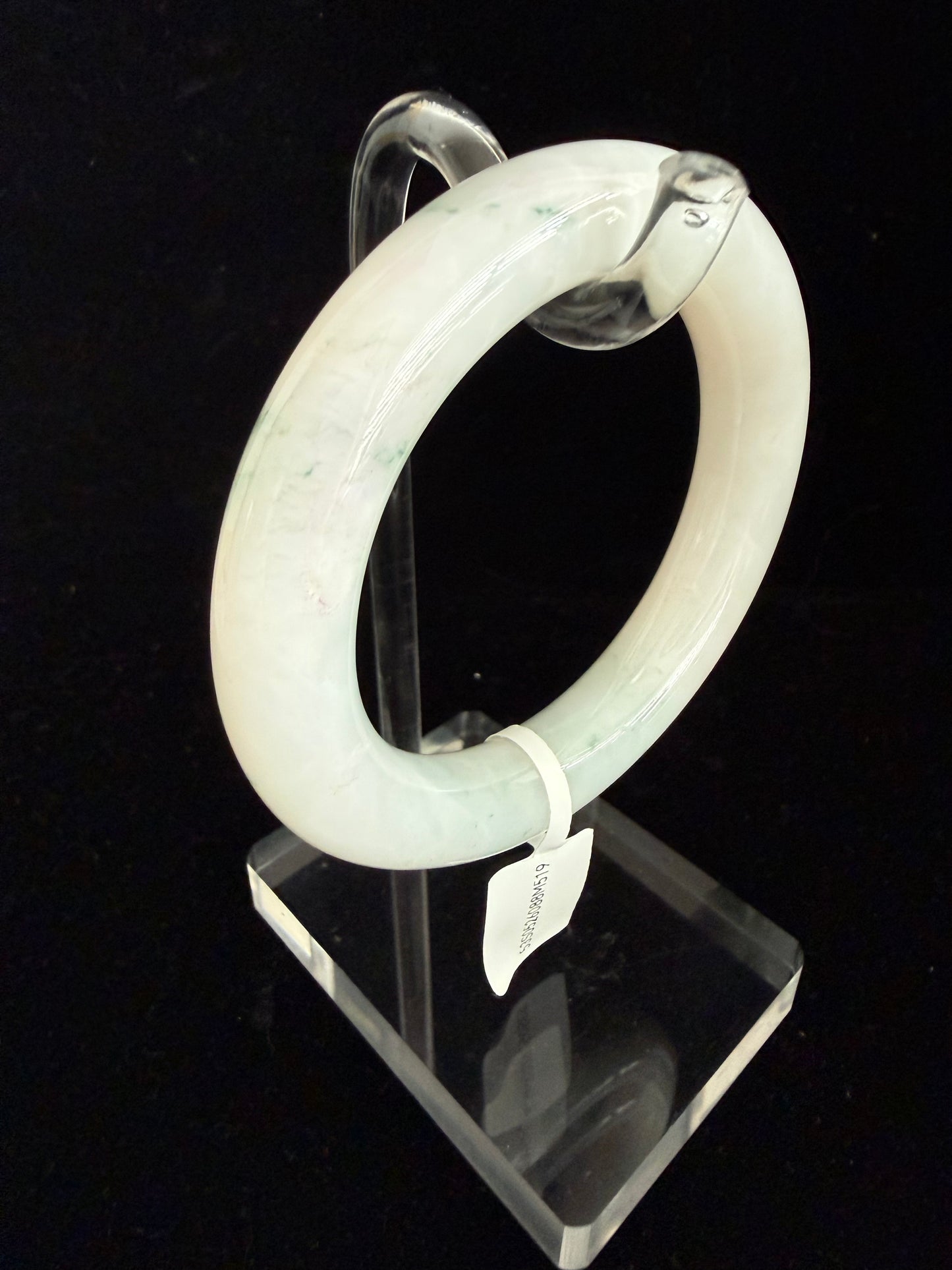 519. Traditional round white base jade bangle
