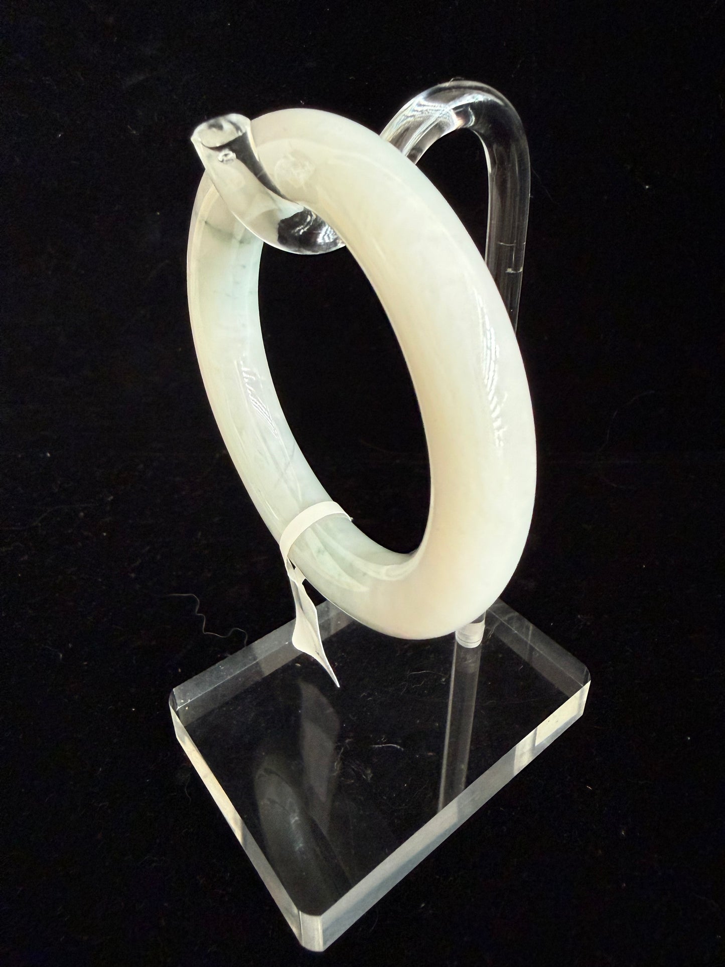 519. Traditional round white base jade bangle