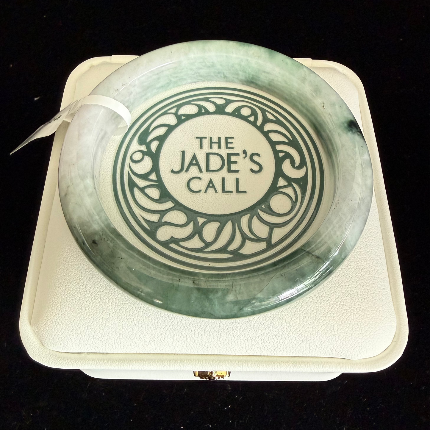 372 Half Green tones jade bangle