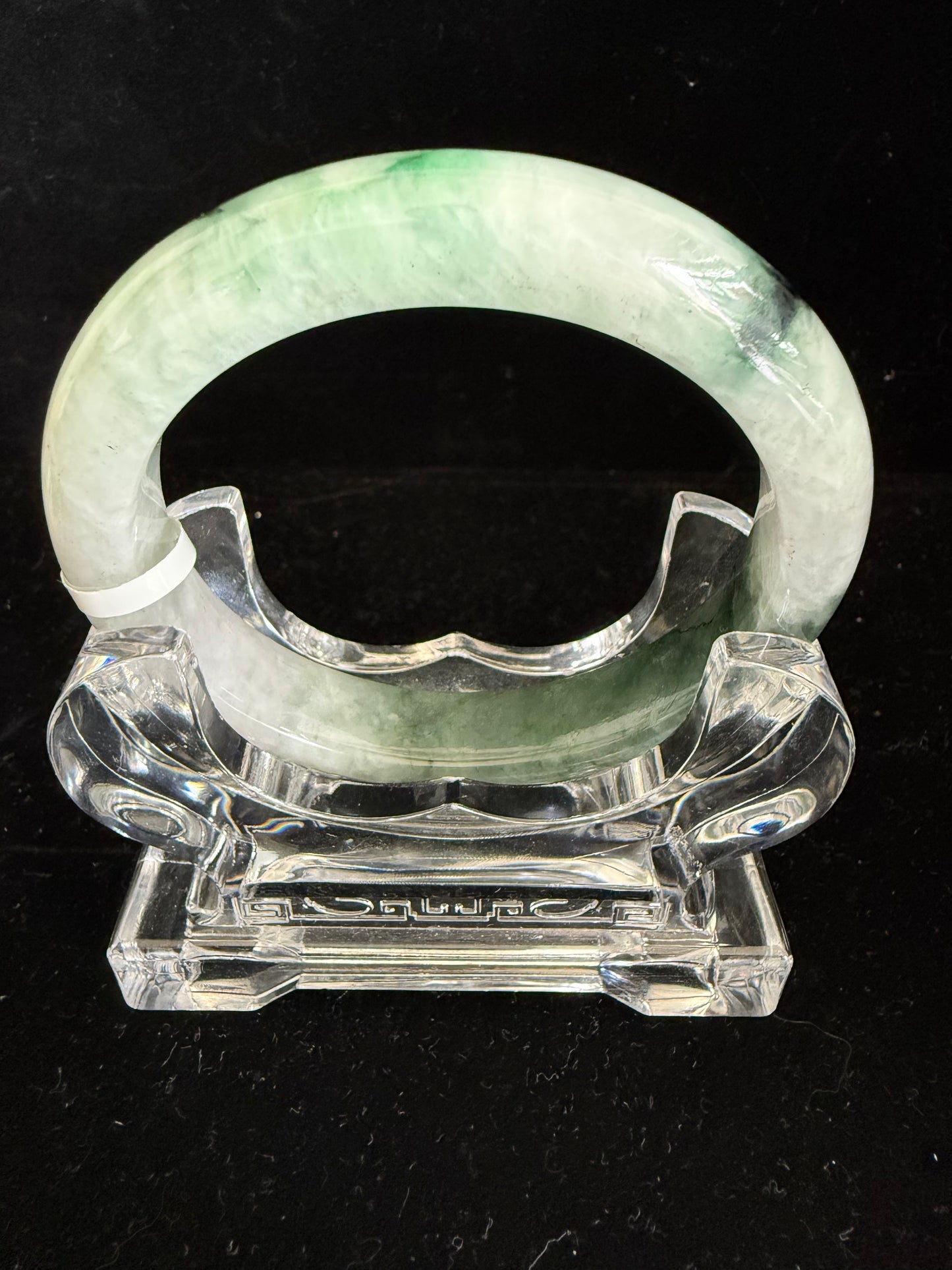 372 Half Green tones jade bangle