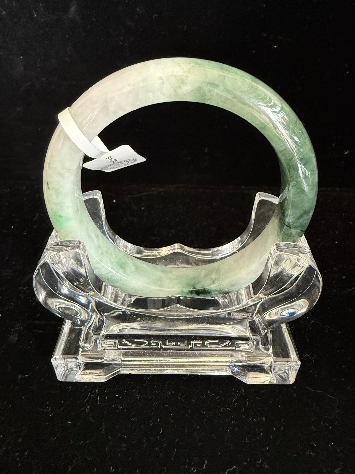 372 Half Green tones jade bangle