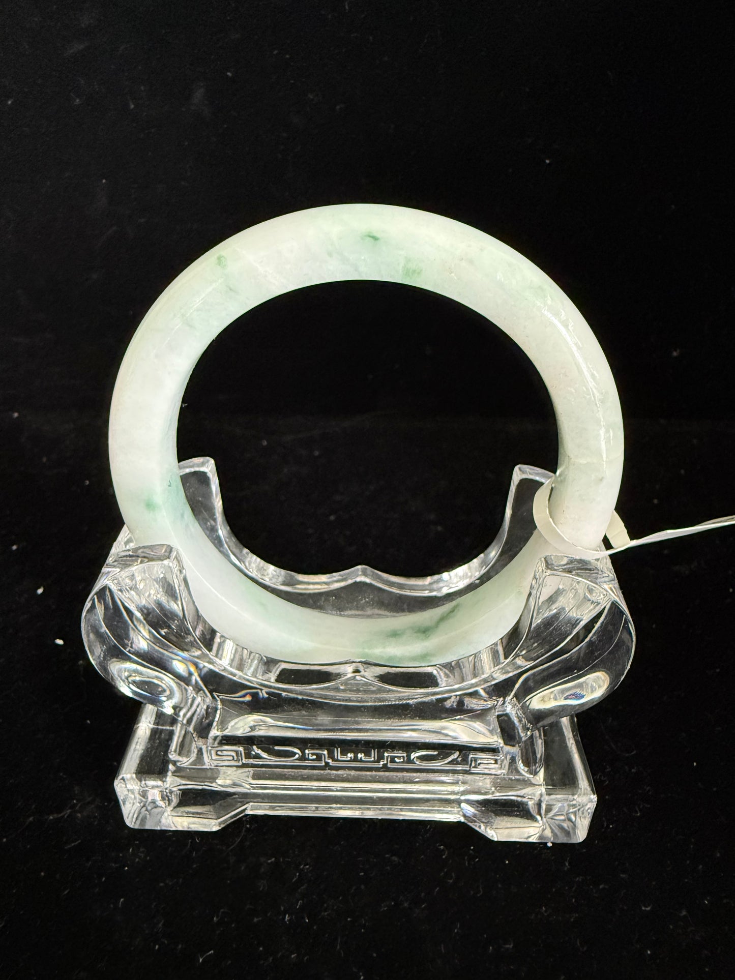 398. Light green floating flower jade bangle