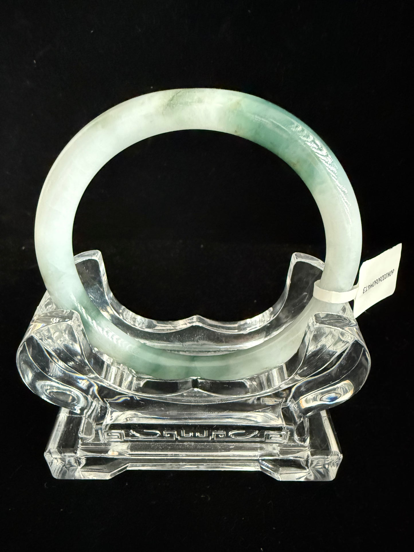 413. Blend white and green thin jade bangle