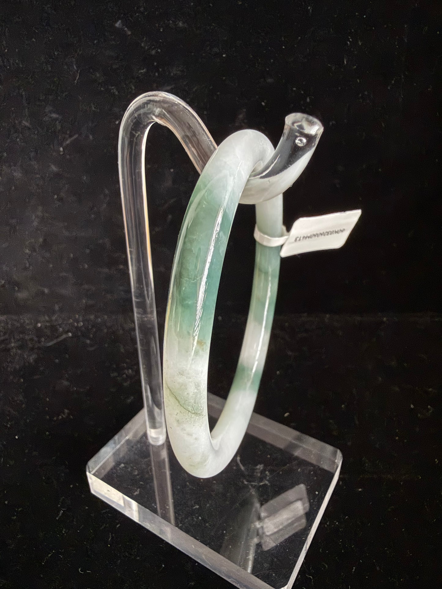 413. Blend white and green thin jade bangle
